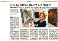 J.Weichardt: Eine K&uuml;nstlerin lauscht den Steinen. NWZ Nordwest-Zeitung, 05.06.2014 Nr. 129, Seite 19