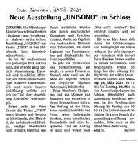 Neue Ausstellung &quot;UNISONO&quot; im Schloss, Cuxhavener Kurier 24.03.2021
